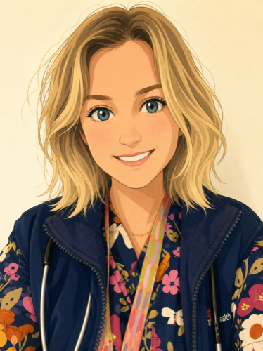 Illustrated portrait of Dr Madeleine Cain