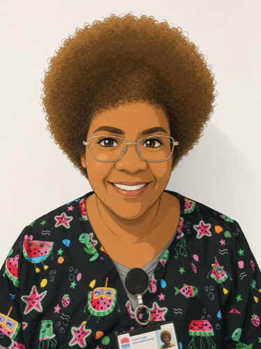 Illustrated portrait of Dr Jenny Gagau