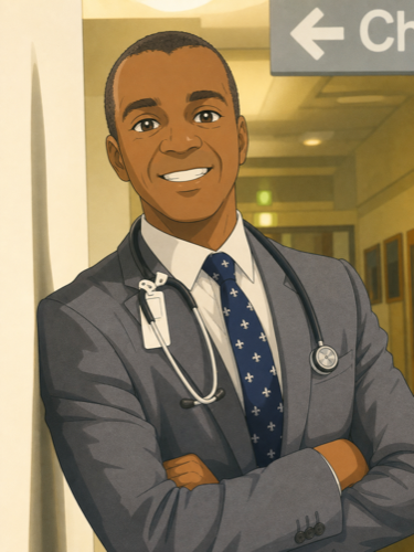 Illustrated portrait of A/Prof Laurence McCleary