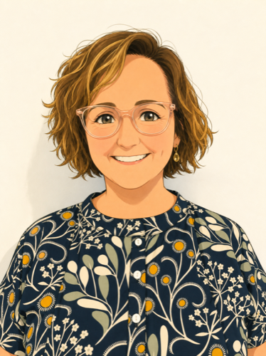 Illustrated portrait of Dr Katie Nash